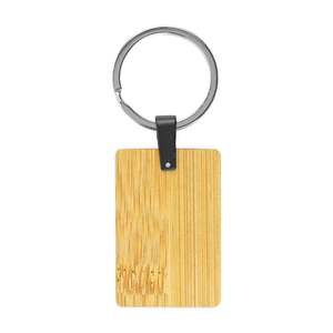 Llavero Minimalista de Bambú y Metal, Ligero, Rectangular, 32 mm - Product Image 1