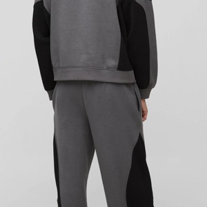 Ensemble de survêtement évasé 2 pièces personnalisé pour homme, 100 % coton, avec pantalon évasé et sweat à capuche, couleur gris - Product Image 5