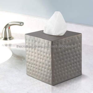 Ensemble de salle de bain Boîte distributrice de serviettes Boîte à mouchoirs en métal imprimé avec logo personnalisé Boîte de rangement pour mouchoirs en étain Présentoir de comptoir Support gratuit - Product Image 1