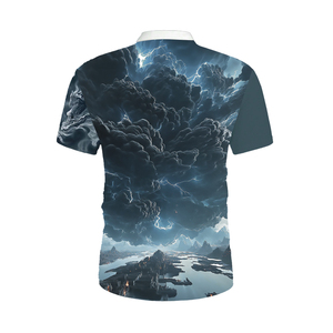 เสื้อโปโลชายพิมพ์ลายเสือขาว 3 มิติ แบบซับลิเมชั่น คอซิป แขนสั้น ลายกราฟิกด้านหน้าและด้านหลัง เสื้อยืดลำลองสำหรับฤดูร้อน - Product Image 3