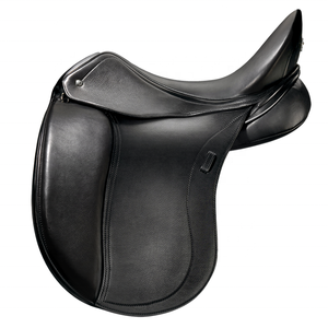Selle de Dressage Anglais Cuir Souple et Cadre en Bois Cheval Noir Mouvement Liberté Personnalisable Équestre - Product Image 1