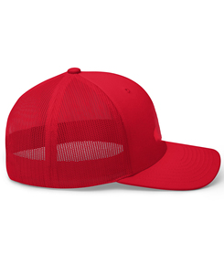 Custom Made Men's Red Mesh Trucker Cap 6-Panel Adjustable Fitted Casual Solid Pattern Breathable Spring <b>Summer</b> <b>Hat</b> - Product Image 3