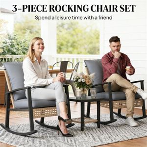 <b>Small</b> <b>Bar</b> Furniture 3-Piece Set Gray Courtyard and Garden Furniture - Product Image 2