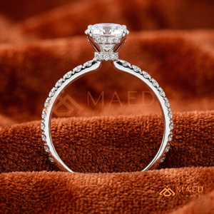 925 Sterling <b>Silver</b> Oval Cut Moissanite/Diamond Engagement <b>Ring</b> for Women, Pave Diamond Band <b>Solitaire</b> <b>Ring</b> - Product Image 3