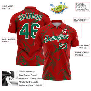 Polo personnalisé sublimé pour homme, motif rouge et vert, anti-transpiration, manches courtes, coupe classique, vêtements de football, maillot d'équipe - Product Image 3