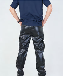 Pantalon de travail décontracté pour homme, imperméable, enduit PU, plusieurs poches, taille élastique, coupe droite, poids lourd, noir - Product Image 2