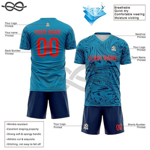 เสื้อฟุตบอลสโมสรใหม่ รุ่นเหย้า/เยือน สำหรับผู้ชาย โลโก้ด้านหน้า ผ้าโพลีเอสเตอร์ 100% แห้งเร็ว คอวี ชุดฟุตบอล - Product Image 4