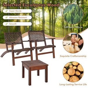 Set di 3 Mobili da Giardino in Rattan e Legno per Spazi Esterni - Product Image 4