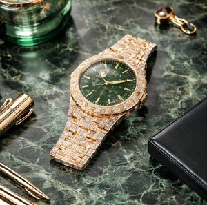 Reloj de Buceo Mecánico de Lujo con Esfera Verde para Hombre, Acero Inoxidable Dorado, Cristal de Zafiro, Resistente al Agua, Estilo Hip Hop, Regalo Premium para Negocios - Product Image 5