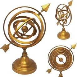 Esfera Armilar de Latón Antiguo de Lujo, Globo Astronómico, Reloj Solar Decorativo, Escultura de Mesa Vintage, Decoración Náutica para el Hogar u Oficina - Product Image 2