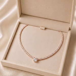 Collier tennis en or massif 10K 14K 18K avec diamant de laboratoire brillant taille ronde 16 carats, certifié IGI, couleur DEF VS VVS, bijoux fins - Product Image 3