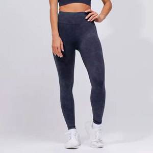 High Waist Solid Yoga <b>Leggings</b> Full Length Spandex/<b>Nylon</b> Four-Way Stretch Elastic Waist Quick Dry 220g Women's Pants - Product Image 1