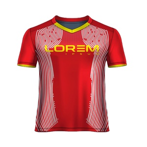 Camiseta de Fútbol Retro Sublimada con Estampado Personalizado, Cuello en V, Manga Corta, Unisex, de Alta Calidad, Transpirable, de Secado Rápido, 100% Poliéster - Product Image 3