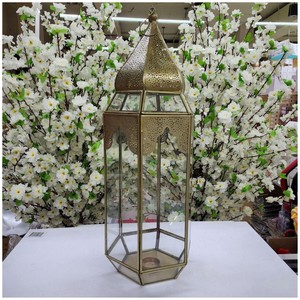 Reliable Quality Hexagon <b>Brass</b> <b>Lantern</b> With Candle Holder For Home Decoration Durable Finish - Product Image 6