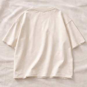 เสื้อยืดโอเวอร์ไซส์ผ้าฝ้ายถักสำหรับผู้ชาย พิมพ์โลโก้ได้  ขอบดิบ  เสื้อยืดเปล่า  สตรีทแวร์พรีเมียม  เสื้อลำลอง - Product Image 6