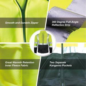 Chaqueta de Seguridad de Alto Contraste con Franjas Reflectantes, Diseño de Cierre Completo, Resistente a la Suciedad, Ropa de Trabajo Industrial, Prendas de Seguridad - Product Image 3