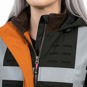 Women High Visibility Reflective Work Jacket Orange Black 100% Polyester <b>Safety</b> Uniform Winter Wear Jackets Women's - Product Image 4