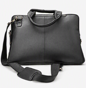 WRIZA Genuine <b>Leather</b> <b>Soft</b> Laptop Briefcase Mens Shoulder Messenger <b>Bag</b> Adjustable Strap Zipper Closure Durable Office Business - Product Image 1