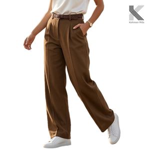 Pantalones Anchos de Mujer, Tela Dobby de Algodón y Elastano, 215GSM, Ajuste Elástico, OEM ODM - Product Image 1