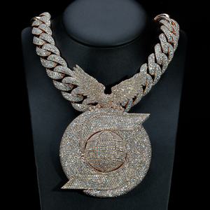 AMBER JEWELS Collar con Colgante de Águila Unisex Chapado en Oro de 18K con Diamante Natural Certificado IGI, Estilo Hiphop, Corte Brillante, Uso Diario - Product Image 1