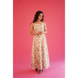 Robe en coton blanc à fleurs pour usage quotidien, respirante, taille XS, avec taille naturelle - Product Image 2