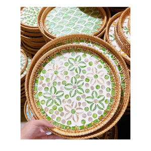 Bandeja de Servir Hecha a Mano, Ecológica, Duradera, de Grado Comercial, con Incrustaciones de Concha y Acabado de Mosaico, para Mesa de Centro y Decoración de Comedor - Product Image 5