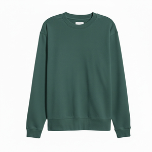 เสื้อสเวตเชิ้ตคอกลมทรงโอเวอร์ไซส์ ยูนิเซ็กซ์ สีเขียวล้วน ผ้าฝ้าย 100% เฟรนช์เทอร์รี่ สวมใส่สบาย ทรงปกติ เหมาะสำหรับใส่ในฤดูใบไม้ร่วง - Product Image 1