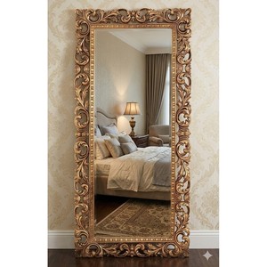 Espejo de Pared Ornamental de Madera de Nogal Hecho a Mano con Hoja de Oro 30x24 Venta al por Mayor - Product Image 4