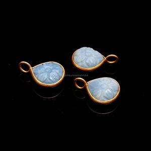Colgante de ópalo azul natural tallado a mano con forma de flor, piedra preciosa de ópalo azul en plata de ley 925 para la fabricación de joyas al por mayor. - Product Image 5