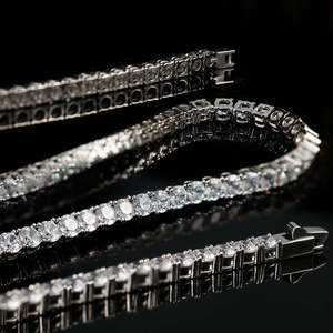 Iced Out Moissanite Tennis <b>Necklace</b> 3mm 4mm 5mm 6mm Diamond Tennis Chain <b>for</b> <b>Men</b> Women - Product Image 4