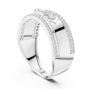 ROYAL CITADEL CUT LAB GROWN DIAMOND BAND SET 18KT WHITE GOLD RHODIUM PLATED MINIMALIST WEDDING ENGAGEMENT PARTY DAILY OFFICE <b>MEN</b> - Product Image 3