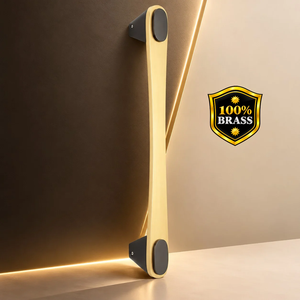 Manija para Puerta Principal y Puerta de Vidrio VALEN de Latón con Acabado Dorado Cepillado y Negro - Product Image 3