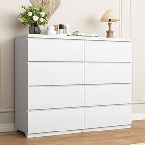 Commode de chambre moderne en bois à 8 tiroirs, armoire haute avec 8 tiroirs de rangement - Product Image 2