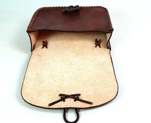 Botón de cuerno de cuero real occidental, cinturón Medieval unisex grande, bolso de cuero trenzado marrón, cuerno Vikingo, celtas, Edad Media - Product Image 2