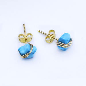 Boucles d'oreilles étoile turquoise, boucles d'oreilles en fil plaqué or, bijoux célestes faits à la main, cadeau pour elle - Product Image 5