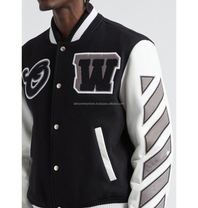 Chaqueta Bomber Personalizada para Hombre de Alta Calidad con Cuello Alto y Patrón de Letras, Largo Regular, Logotipo Personalizado, Venta al Por Mayor - Product Image 5