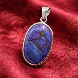 Purple <b>Copper</b> Turquoise Oval Pendant 925 Silver Necklace Rose Gold Yellow Gold Plated Handmade Gemstone Jewelry Gift for unisex - Product Image 6