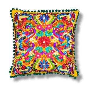Colorful Mexican Embroidered Pillow <b>Cover</b> – Otomi Style Cushion, Floral <b>Throw</b> Pillow, Handmade Boho Decor, <b>Sofa</b> or Bed Accent - Product Image 3