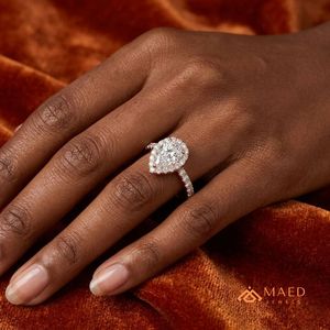 Pear Cut Moissanite Halo <b>Ring</b> Rose Gold Engagement <b>Ring</b> Women Bridal Jewelry Gift USA Fashion - Product Image 5