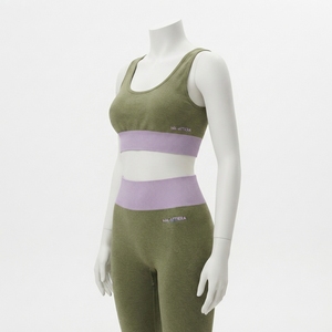 Conjunto Deportivo para Mujer en Verde Oliva y Lavanda, Bra Deportivo y Leggings de Cintura Alta para Yoga, Gimnasio, Fitness y Entrenamiento - Product Image 2