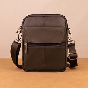Vintage Leather Crossbody <b>Bags</b> Unisex Vertical Shoulder Casual <b>Small</b> <b>Messenger</b> Large Capacity Durable Zipper Soft Lightweight - Product Image 2