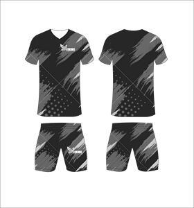 Ensemble de maillots de football personnalisés gris et noir par sublimation pour hommes – Tenues d'entraînement respirantes pour équipes – Vente en gros – Combinaison de sport à séchage rapide - Product Image 1