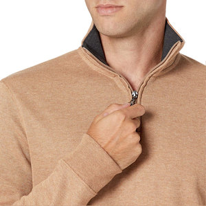 Sweat-shirts pour hommes de haute qualité avec logo personnalisé, col montant, fermeture éclair quart de tour, tricoté, coupe classique, couleur unie, pour l'automne - Product Image 6