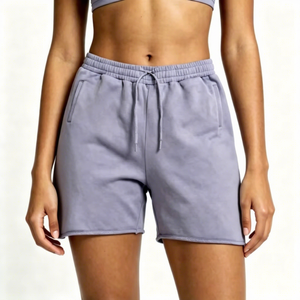 Pantalones Cortos Casuales de Color Sólido para Hombre, Cintura Elástica, Tela de Rizo Suave, Estilo Streetwear, con Cordón Ajustable, para Verano - Product Image 1
