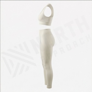 Female <b>Sexy</b> Gym Wear Custom Logo Two Piece Activewear Women <b>Set</b> Breathable Fitness <b>Bra</b> Leggings Girl Plain Outfit Gear - Product Image 3