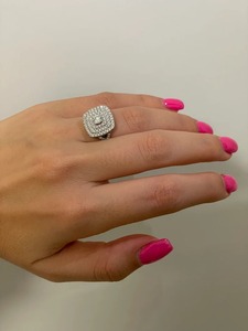 Lab Grown Diamond Engagement <b>Ring</b>: 0.30 Carat Round Cut 0.70 carat triple halo side stones 93 stones 1.2 mm - Product Image 4