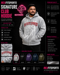 REXFITSPORTS 2026 Sweat à capuche gris personnalisé avec fermeture éclair intégrale, 280-300 GSM, en molleton de coton et polyester imprimé, style streetwear - Product Image 1
