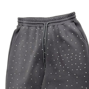 Conjunto Deportivo de Dos Piezas para Mujer, Talla Grande, con Capucha y Pedrería Negra, 100% Algodón Ecológico, Sudadera con Cierre y Pantalones Jogger de Pierna Ancha, Estilo Casual - Product Image 5