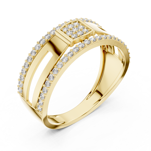 Bague Chevalière en Or Rose 18 carats Plaqué Rhodium avec Double Halo de Diamants de Laboratoire, pour Mariage/Fiançailles/Cadeau, Usage Quotidien/Bureau, Homme, Troisième Partie - Product Image 6