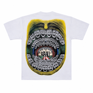 เสื้อยืดคอกลมแขนสั้นสีขาวสำหรับผู้ชาย AMS SPORTS INTL ลายพิมพ์หน้ากากโรงละครด้านหลัง ทรงหลวม สไตล์ลำลอง สตรีทแวร์ พิมพ์ลายซิลค์สกรีน - Product Image 2